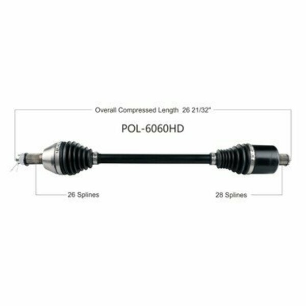 Wide Open Heavy Duty CV Axle for POL HD REAR L/R 60 IN-RZ RZR/GENERAL EPS 15-17 POL-6060HD